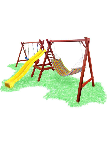 Дитячі гойдалки з гіркою і гамаком Іграйка №5 Дитячі гойдалки з гіркою і гамаком Іграйка №5